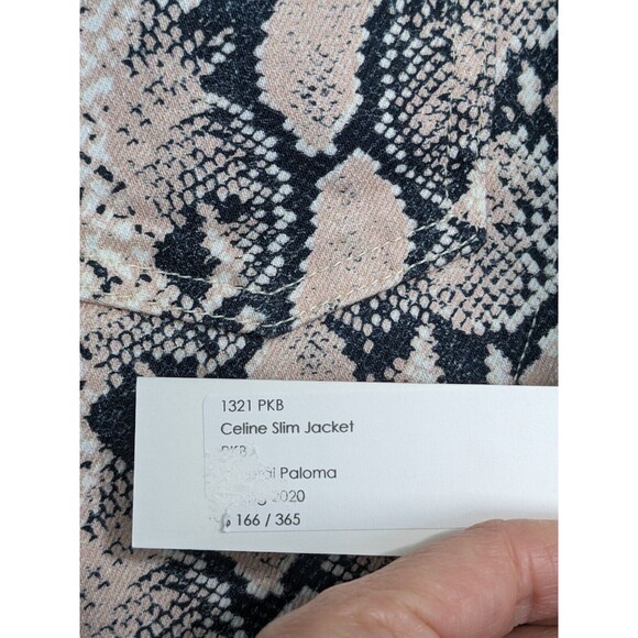 L'AGENCE Celine Slim Denim Jacket Snake Print Coral Paloma Pink Size S/P Stretch - Picture 9 of 10